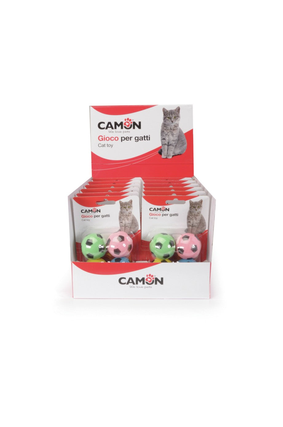 Set 4 palline in lattice a forma di calcio Camon 3,5 cm per gatti, colori assortiti Set 4 palline in lattice a forma di calcio Camon 3,5 cm per gatti, colori assortiti